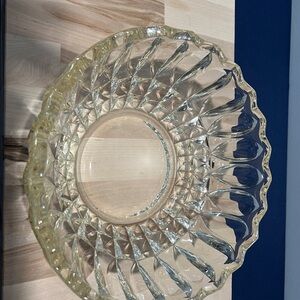 Elegant Vintage Light Yellow Indian Glass Serving Bowl